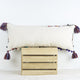 31" x 12" Vintage Moroccan Cushion with pom poms - Lumbar Boucherouite Pillow cover