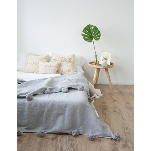 moroccan pom blanket gray